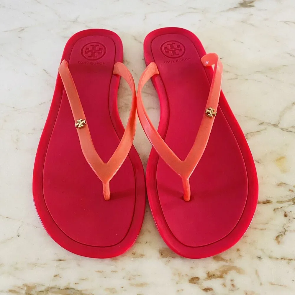 TORY BURCH Solid Red Jelly Thong Sandal - US 7